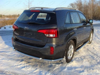 Защита заднего бампера центральная 60 мм ТСС для Kia Sorento 2012-2020