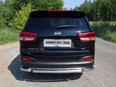 Защита заднего бампера уголки 60 мм ТСС для Kia Sorento Prime 2015-2017