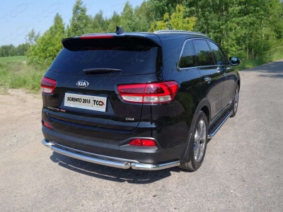 Защита заднего бампера короткая 60 мм ТСС для Kia Sorento Prime 2015-2017