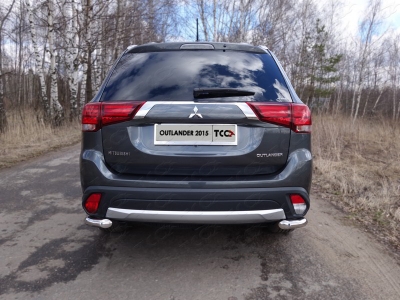 Защита заднего бампера уголки 60 мм ТСС для Mitsubishi Outlander 2015-2018