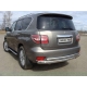 Защита заднего бампера овальная двойная 75х75 мм ТСС для Nissan Patrol 2014-2021
