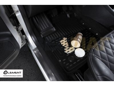 Коврики 3D в салон полиуретан 4 штуки Element для Nissan Terrano 2016-2021
