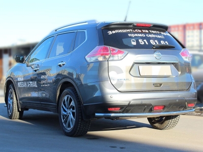 Защита заднего бампера 53 мм с подгибами для Nissan X-Trail T32 2015-2018