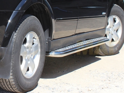 Пороги с площадкой алюминиевый лист 53 мм Технотек для Great Wall Hover H3 2010-2014