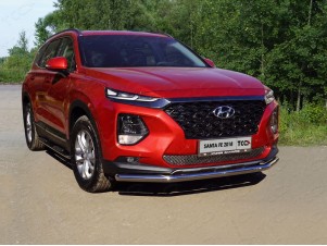 Защита переднего бампера 60 мм для Hyundai Santa Fe № HYUNSF18-12