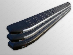 Пороги алюминиевые ТСС с накладкой серебристые для Lexus NX-300h № LEXNX300H14-20SL