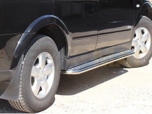 Пороги с площадкой алюминиевый лист 43 мм для Kia Mohave № KMV_2.3
